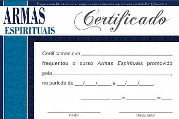 Certificado de Conclusão Armas Espirituais c/ 10 unids