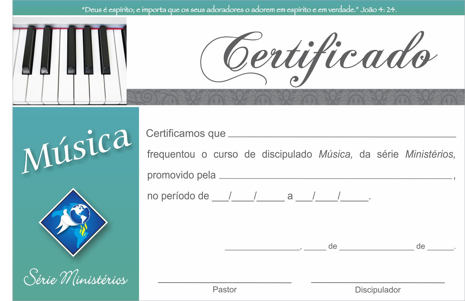 Certificado de Conclusão ABC do Discipulado Cristão c/ 10 unid. 