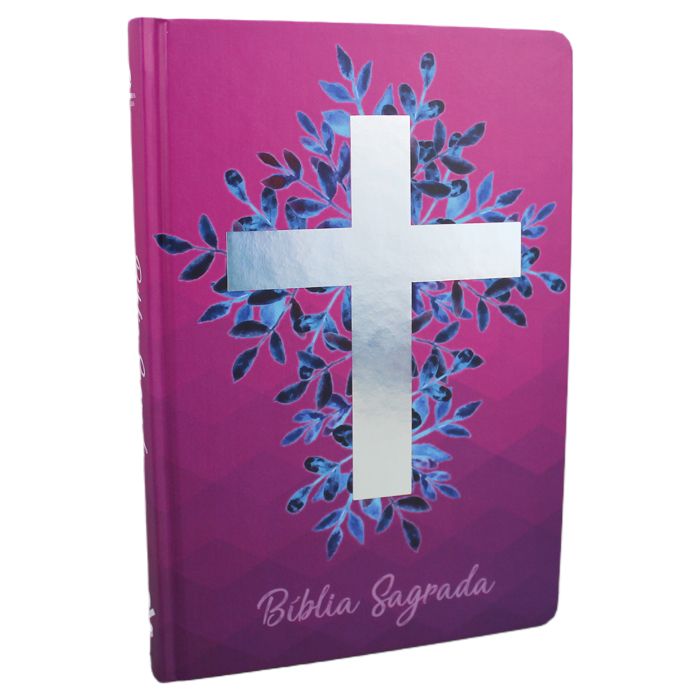 Bíblia Sagrada capa dura rosa - Cruz Luz 