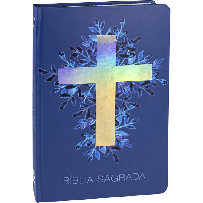 Bíblia Sagrada capa dura azul - Cruz Luz